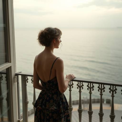 Chloé Dubois, interprétée par Léa Bernard, contemplant la mer depuis un balcon, l'air pensif et mélancolique.