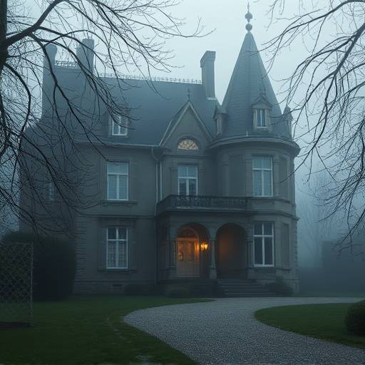 Image promotionnelle de 'L'Énigme du Château', illustrant un vieux château franäais enveloppé de brume.